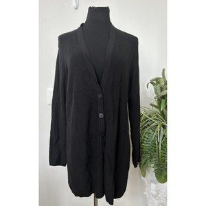 NWT J.Jill Women’s Black Cotton Button Down Long Sleeve Cardigan Sz L